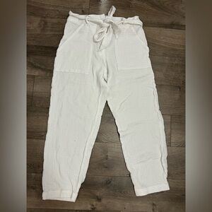 Magaschoni White Organic Cotton Tie Up Pants